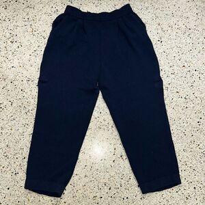 St John Basics knit pants 2 navy blue pockets pull on crop cropped